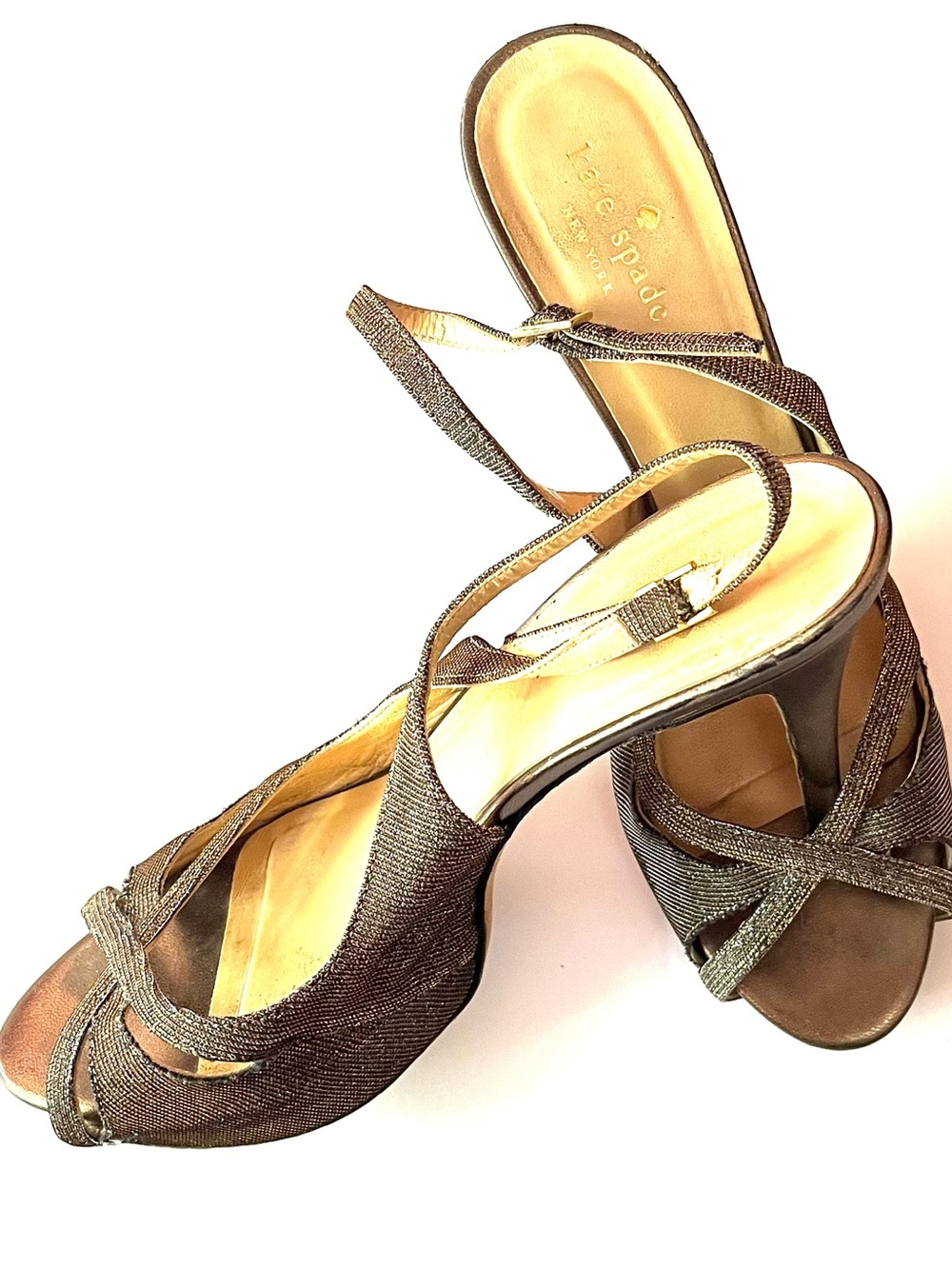 Kate Spade Silver & Gold Metallic Slingback Heels